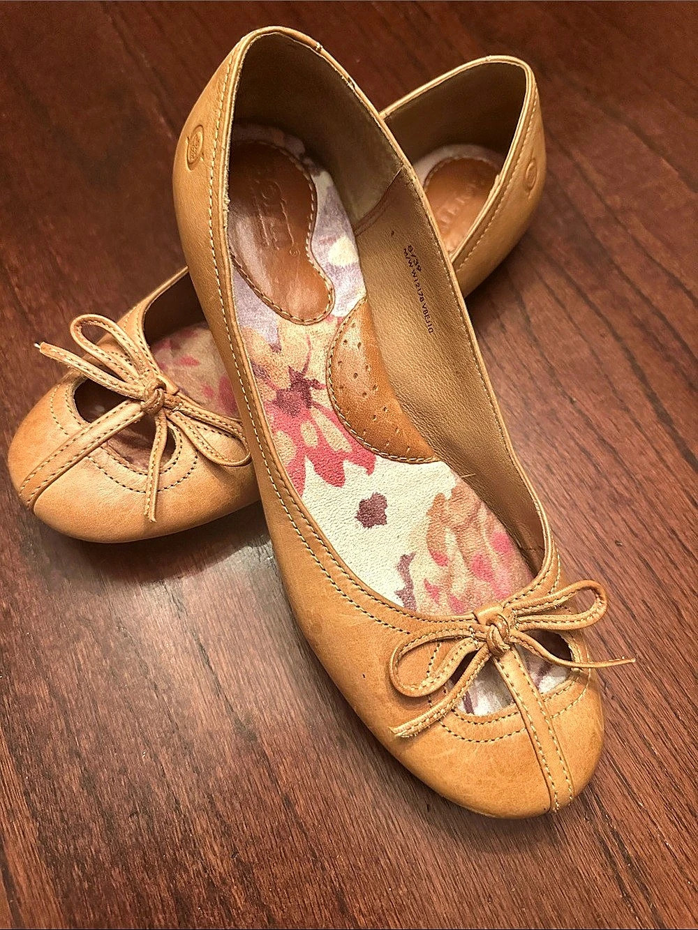 Born Floral Bow Flats Brown US 8